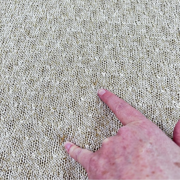 Eileen Fisher Tan and White Open Knit Tunic Top 100% Linen Size Small Neutral - Picture 10 of 11